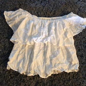 Off The Shoulders White Crop Top